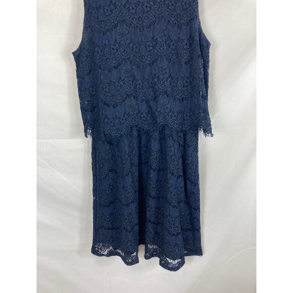 Monteau Navy Lace Layered Sleeveless Dress Size Small - Picture 2 of 6